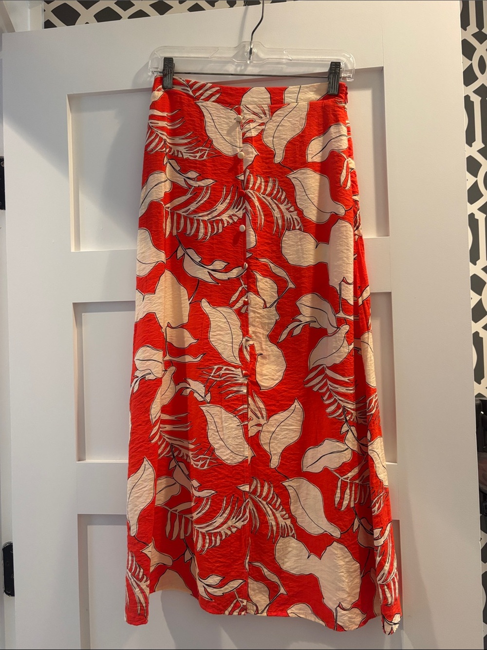 Primark Flowy Flower Midi Skirt in Coral